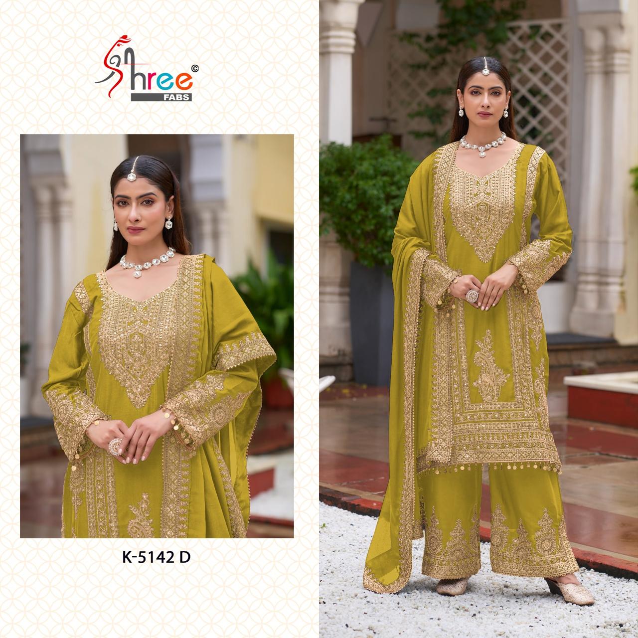 K 5142 Cdefg Shree Fabs Chinon Pakistani Salwar Suits Supplier Ahmedabad