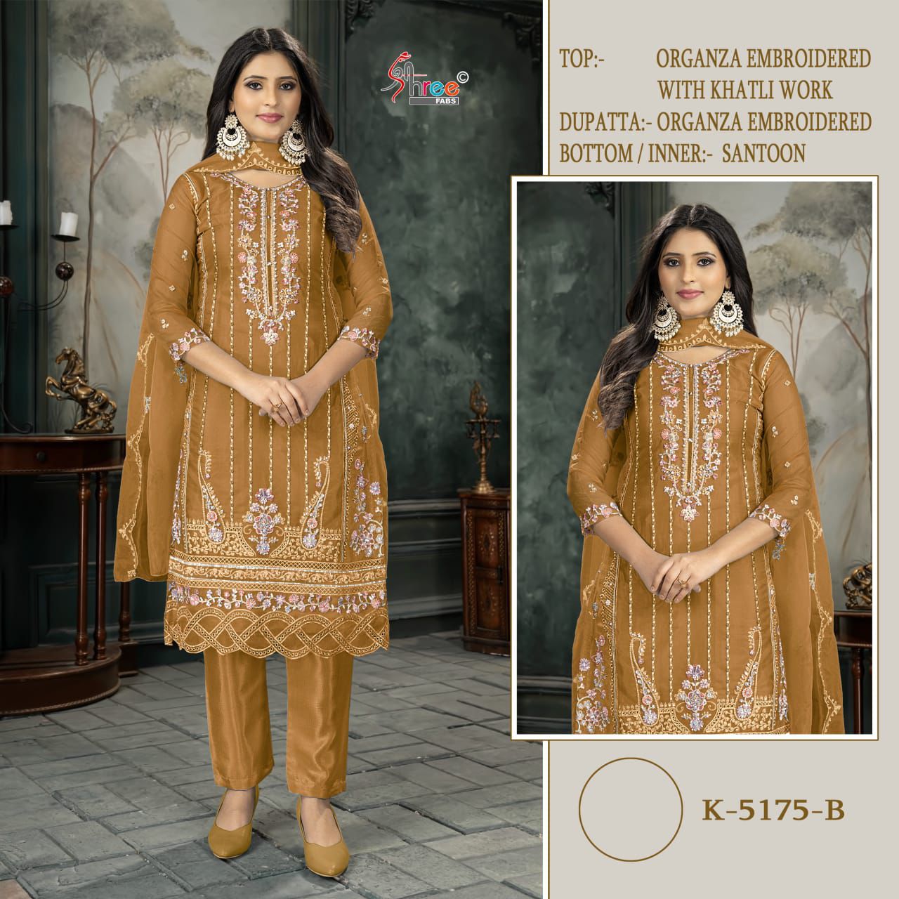 K 5175 Shree Fabs Organza Pakistani Salwar Suits Wholesale