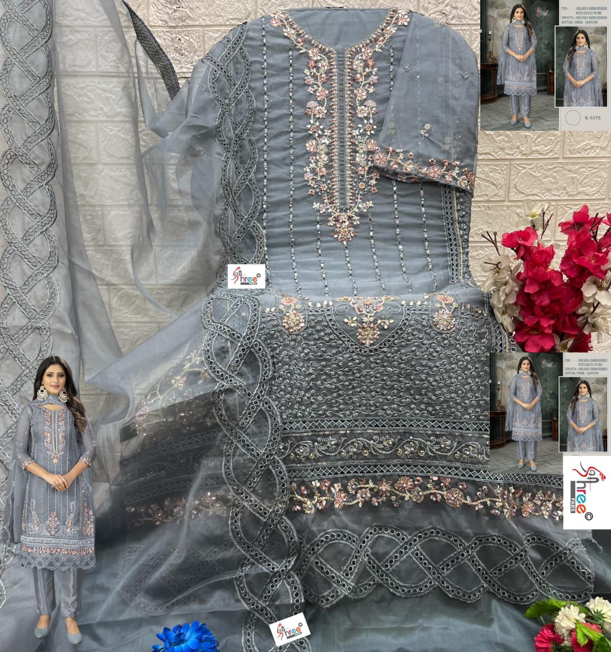 K 5175 Shree Fabs Organza Pakistani Salwar Suits Wholesale