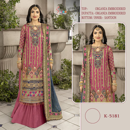 K 5181 Shree Fabs Organza Pakistani Salwar Suits Wholesaler Gujarat