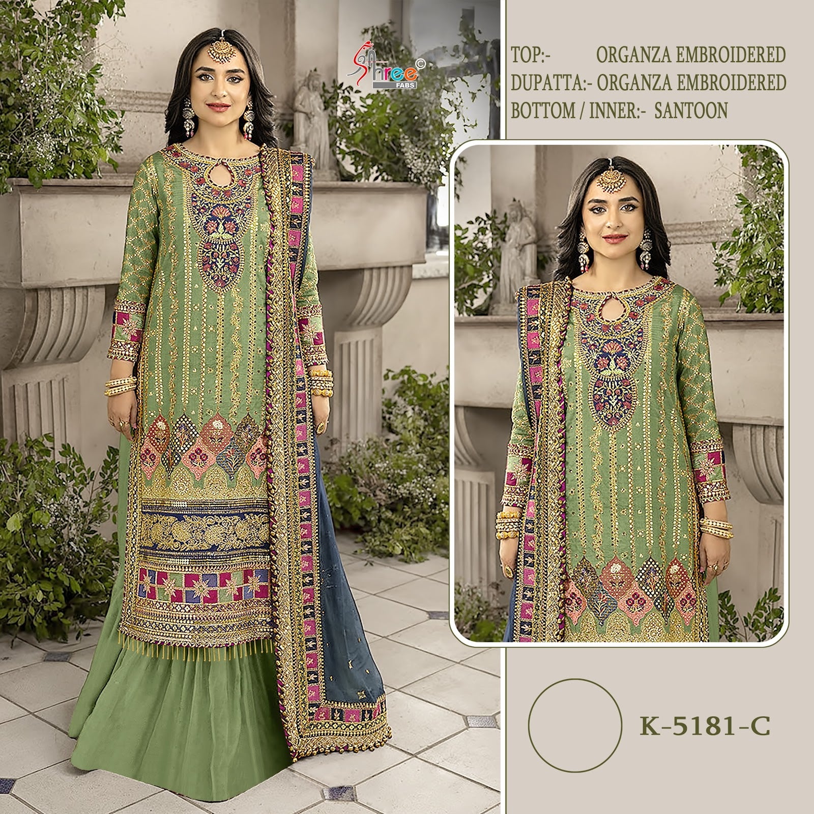 K 5181 Shree Fabs Organza Pakistani Salwar Suits Wholesaler Gujarat
