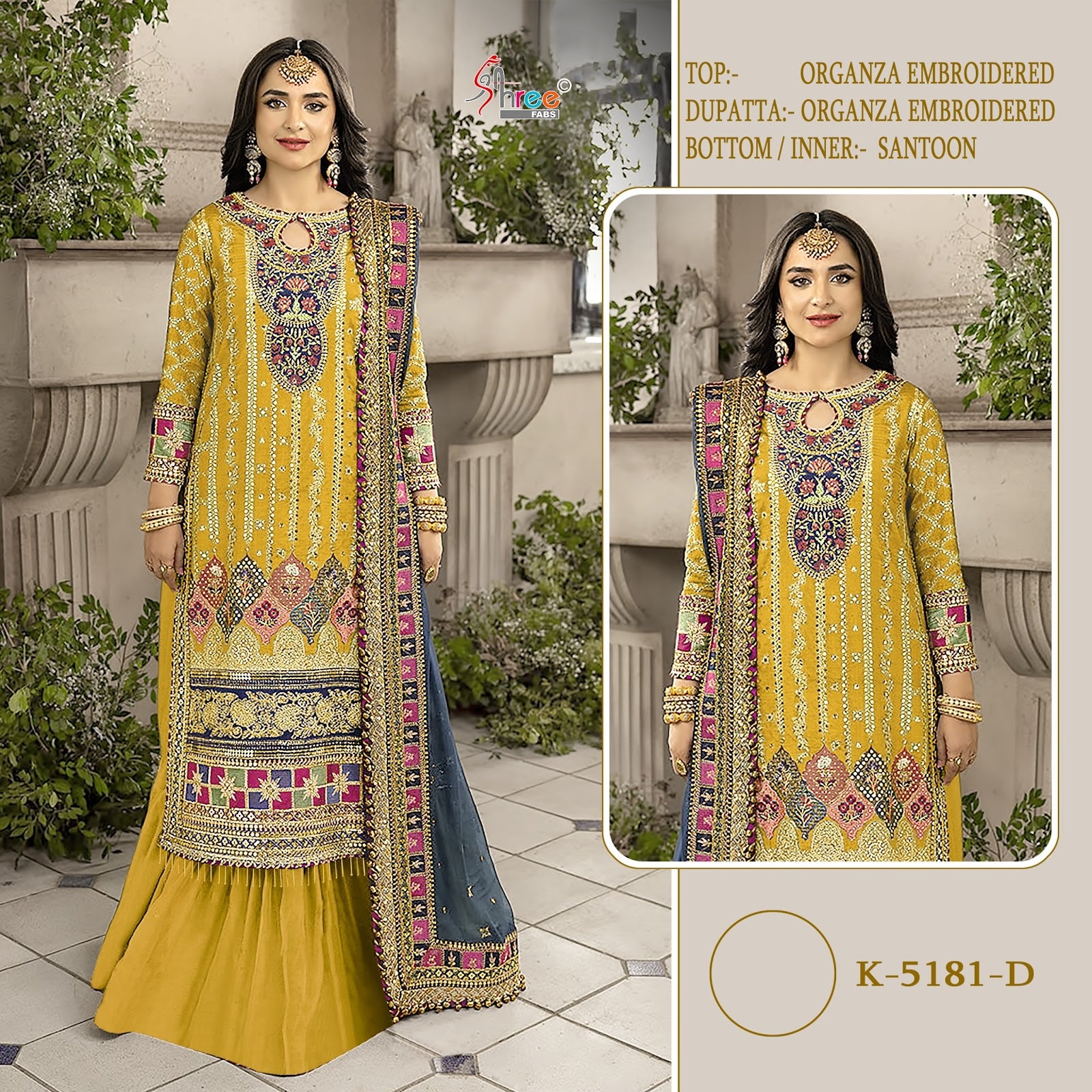 K 5181 Shree Fabs Organza Pakistani Salwar Suits Wholesaler Gujarat