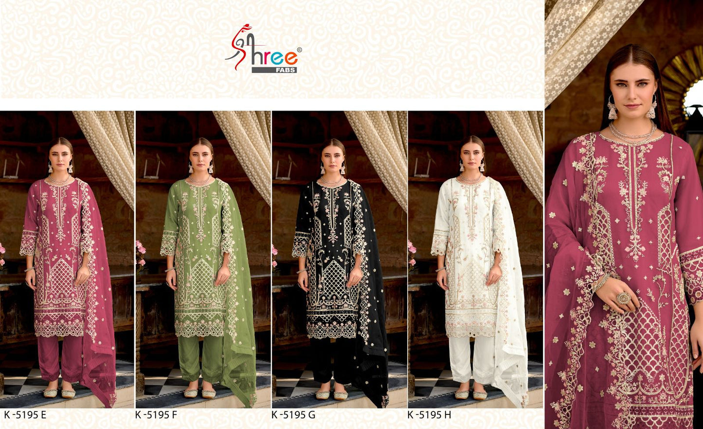 K 5195 Efgh Shree Fabs Organza Pakistani Salwar Suits Supplier India