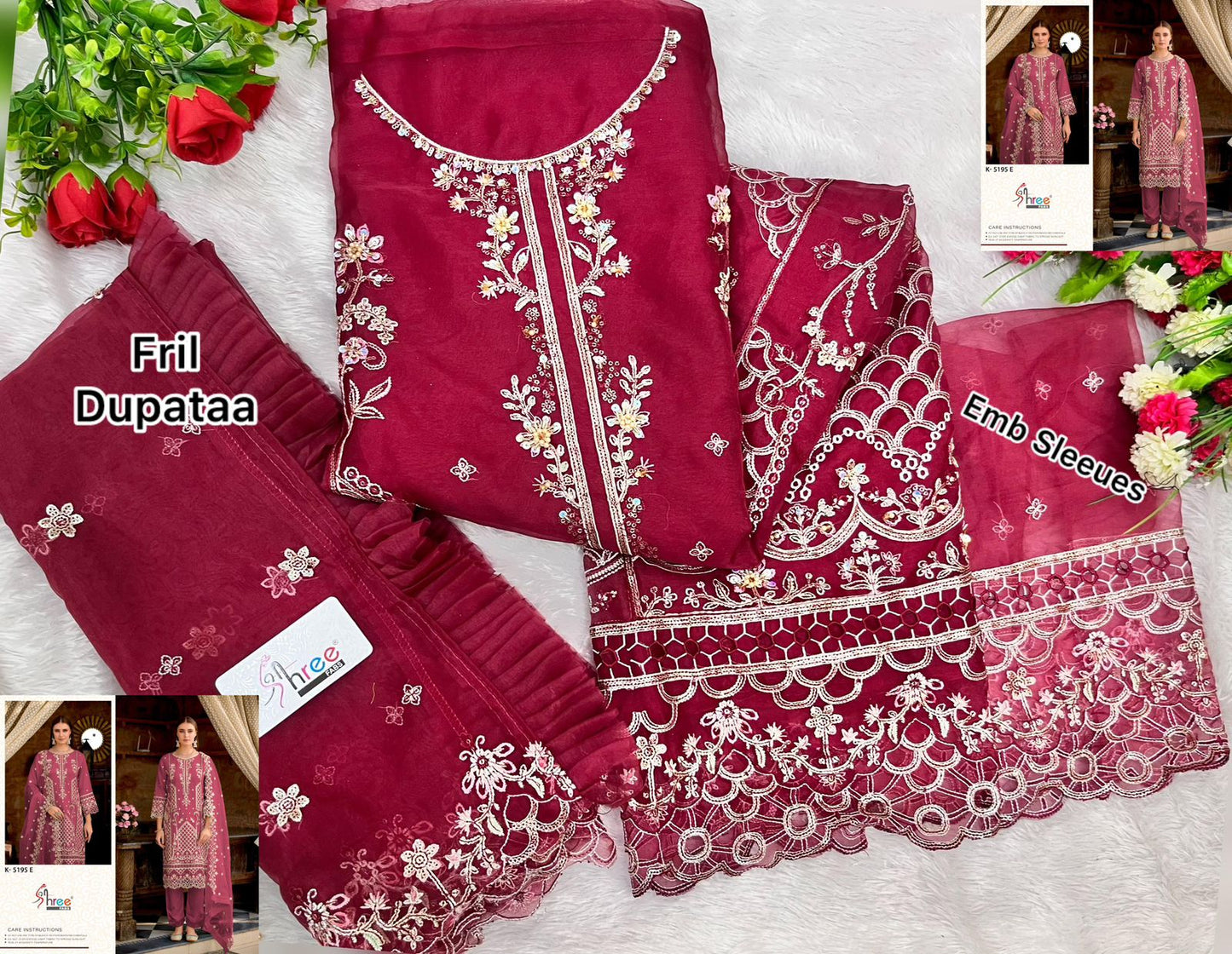 K 5195 Efgh Shree Fabs Organza Pakistani Salwar Suits Supplier India