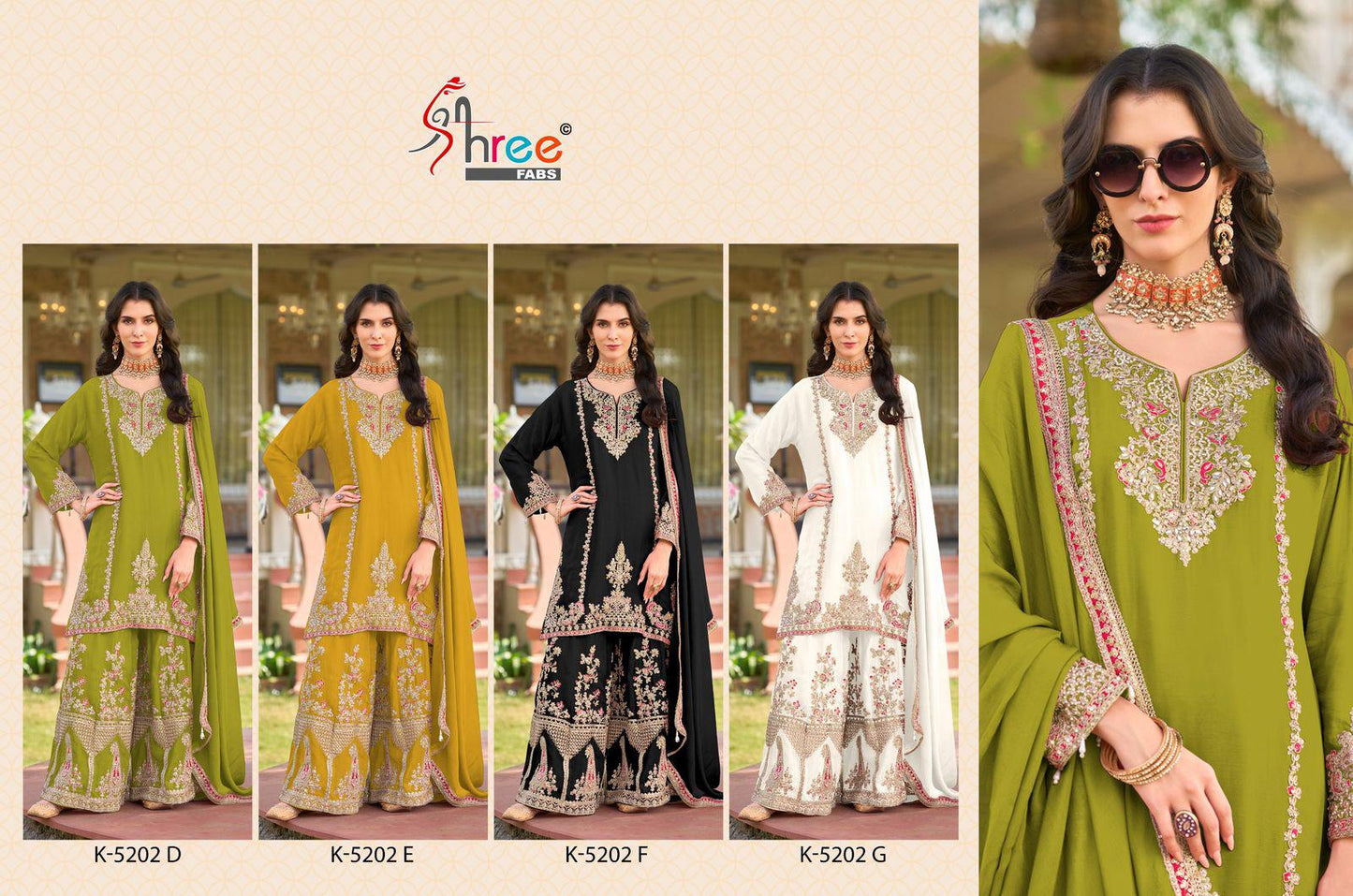 K 5202 Defg Shree Fabs Chinon Pakistani Salwar Suits Wholesale