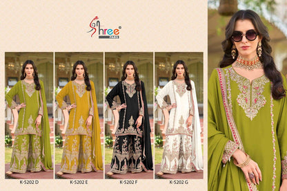 K 5202 Shree Fabs Chinon Sharara Style Suits Wholesaler Ahmedabad