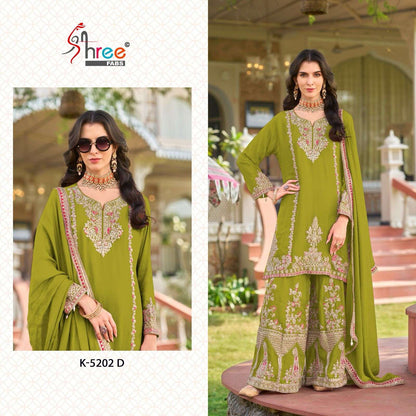 K 5202 Shree Fabs Chinon Sharara Style Suits Wholesaler Ahmedabad