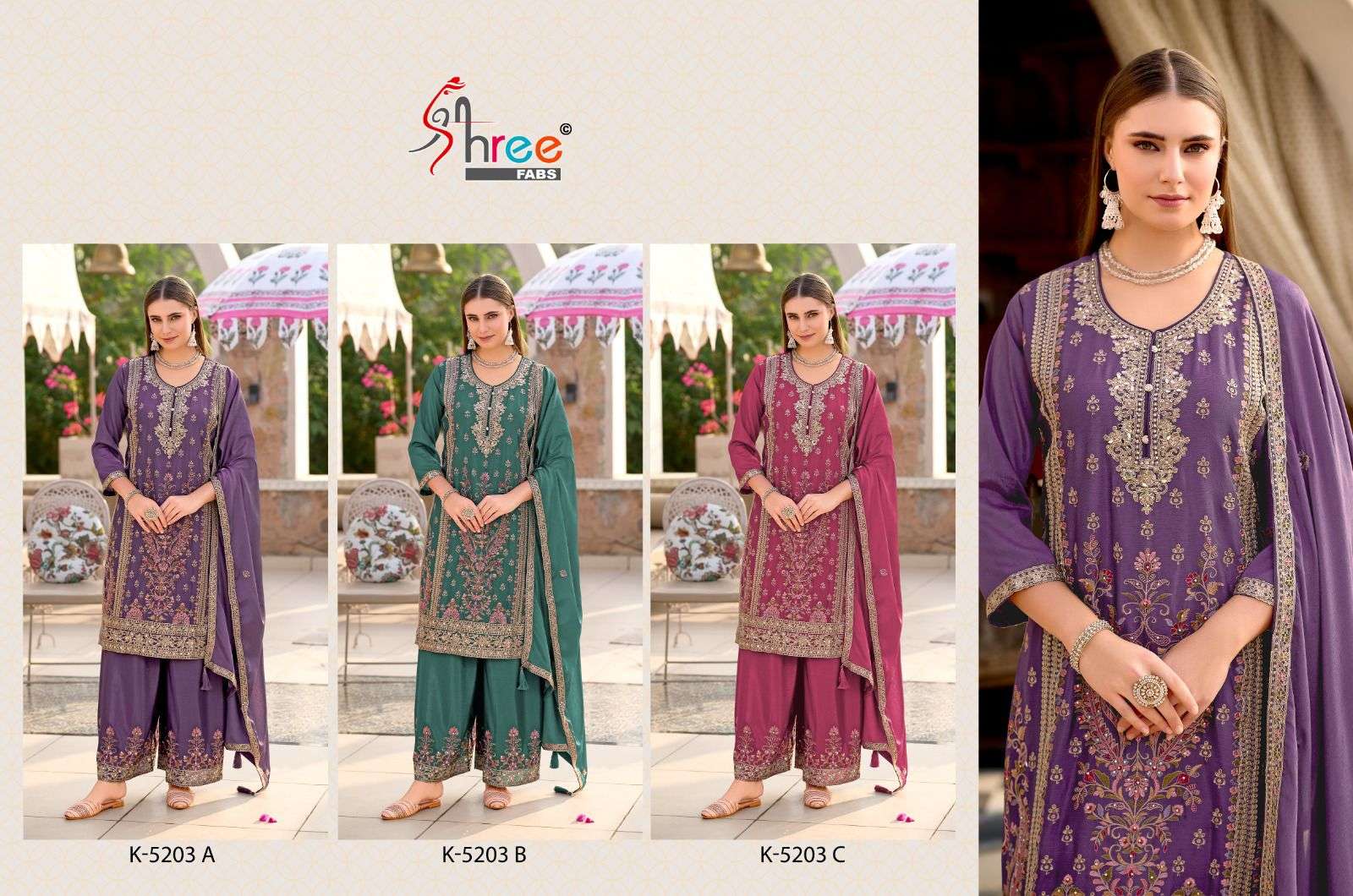 K 5203 Shree Fabs Chinon Pakistani Salwar Suits Manufacturer Ahmedabad