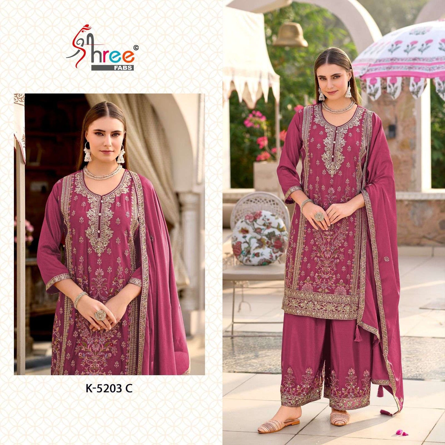 K 5203 Shree Fabs Chinon Pakistani Salwar Suits Manufacturer Ahmedabad