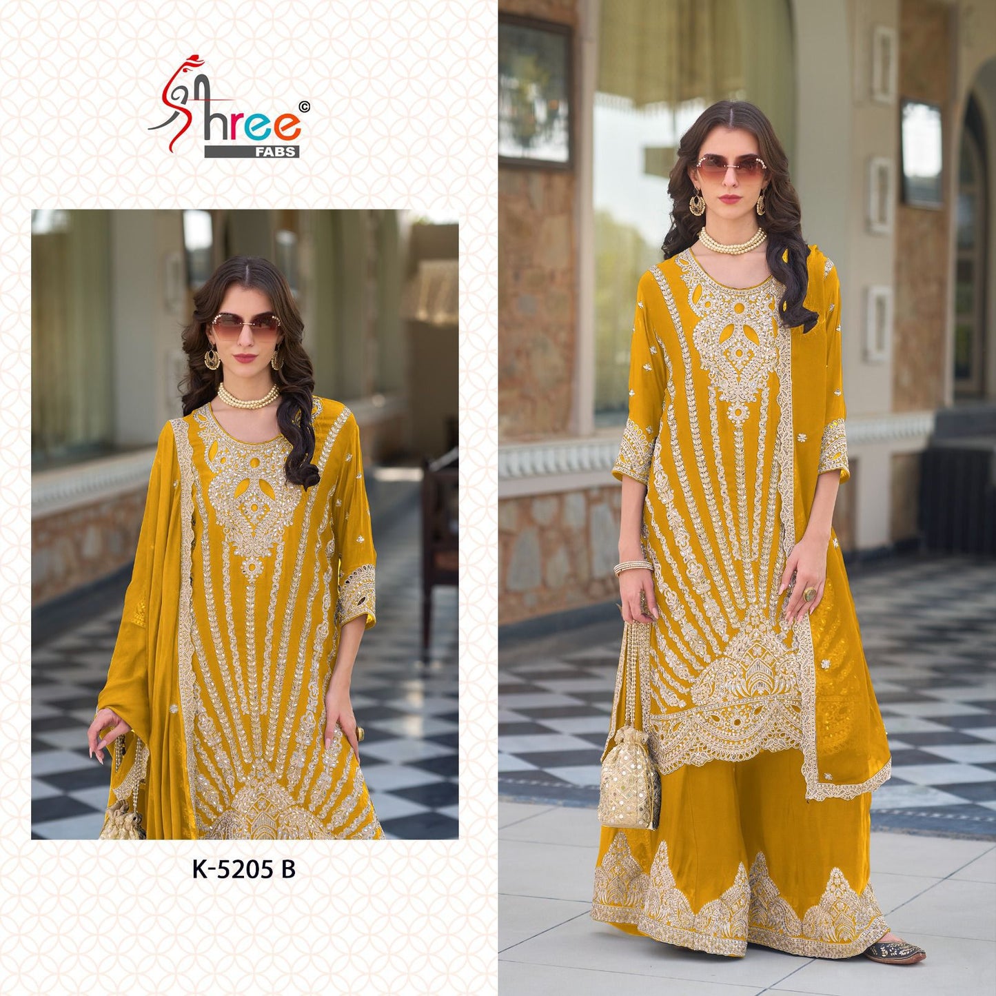 K 5205 Abc Shree Fabs Chinon Pakistani Readymade Suits Wholesale