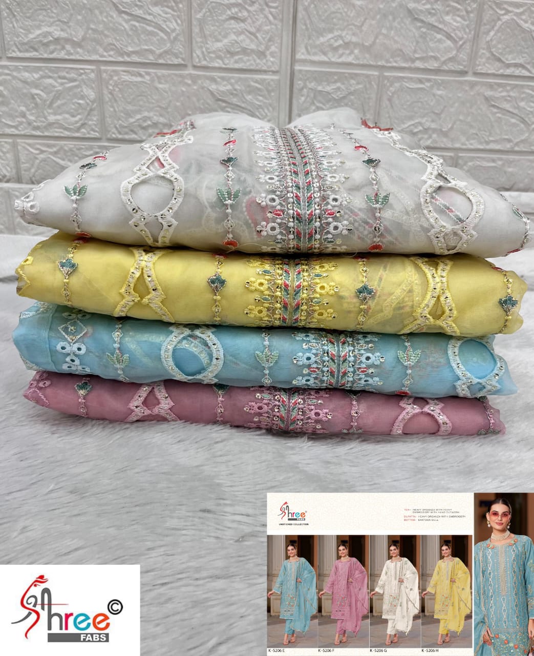 K 5206 Shree Fabs Organza Pakistani Salwar Suits Wholesale Price