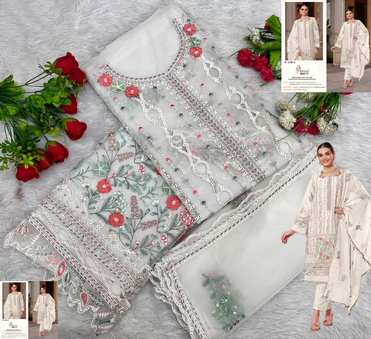 K 5206 Shree Fabs Organza Pakistani Salwar Suits Wholesale Price