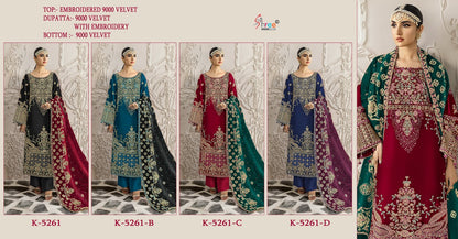 K 5261 Shree Fabs Velvet Suits Wholesale Rate