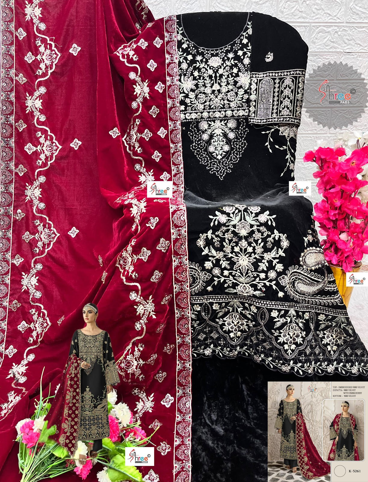 K 5261 Shree Fabs Velvet Suits Wholesale Rate