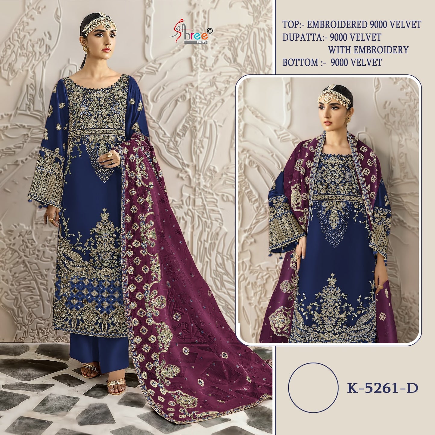 K 5261 Shree Fabs Velvet Suits Wholesale Rate
