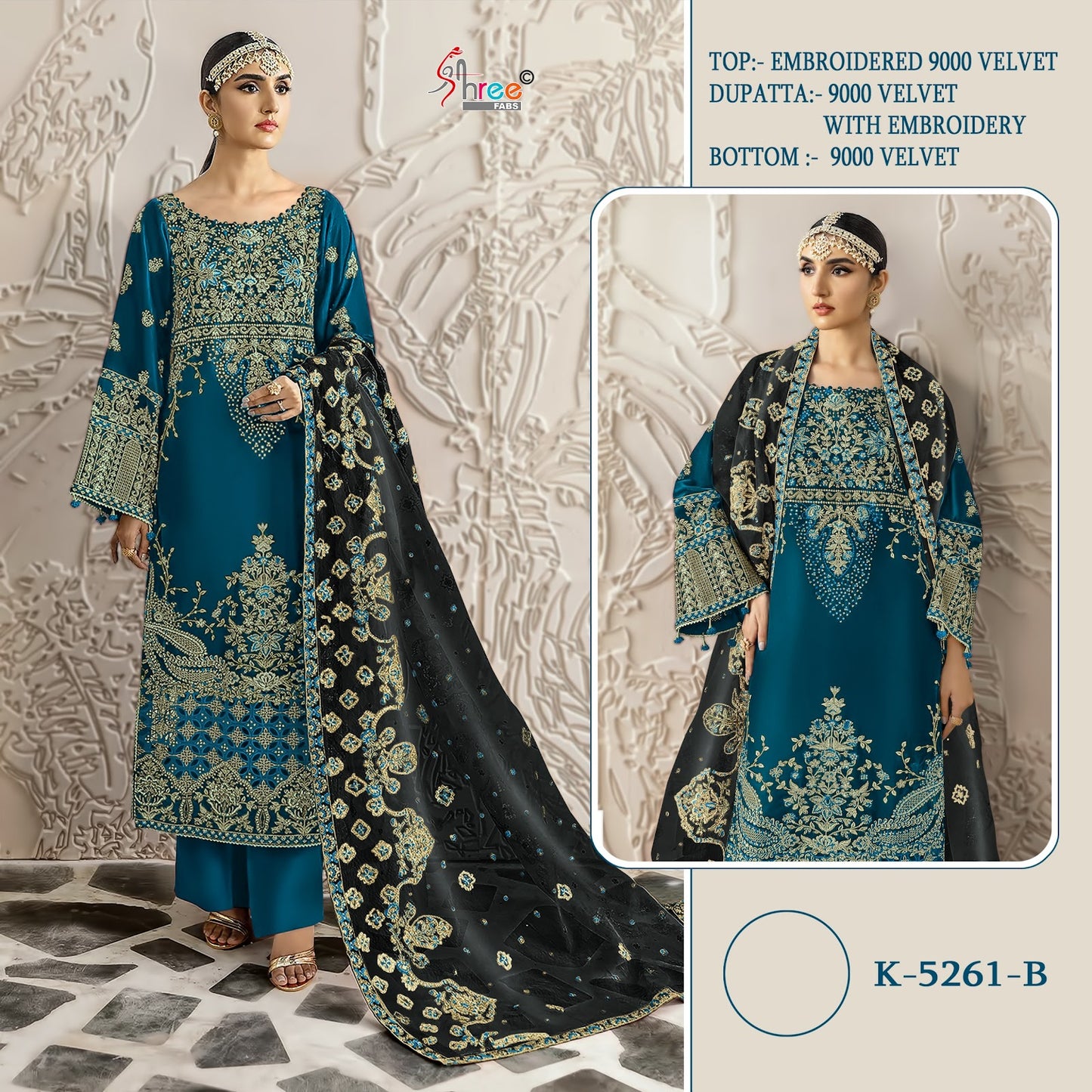 K 5261 Shree Fabs Velvet Suits Wholesale Rate