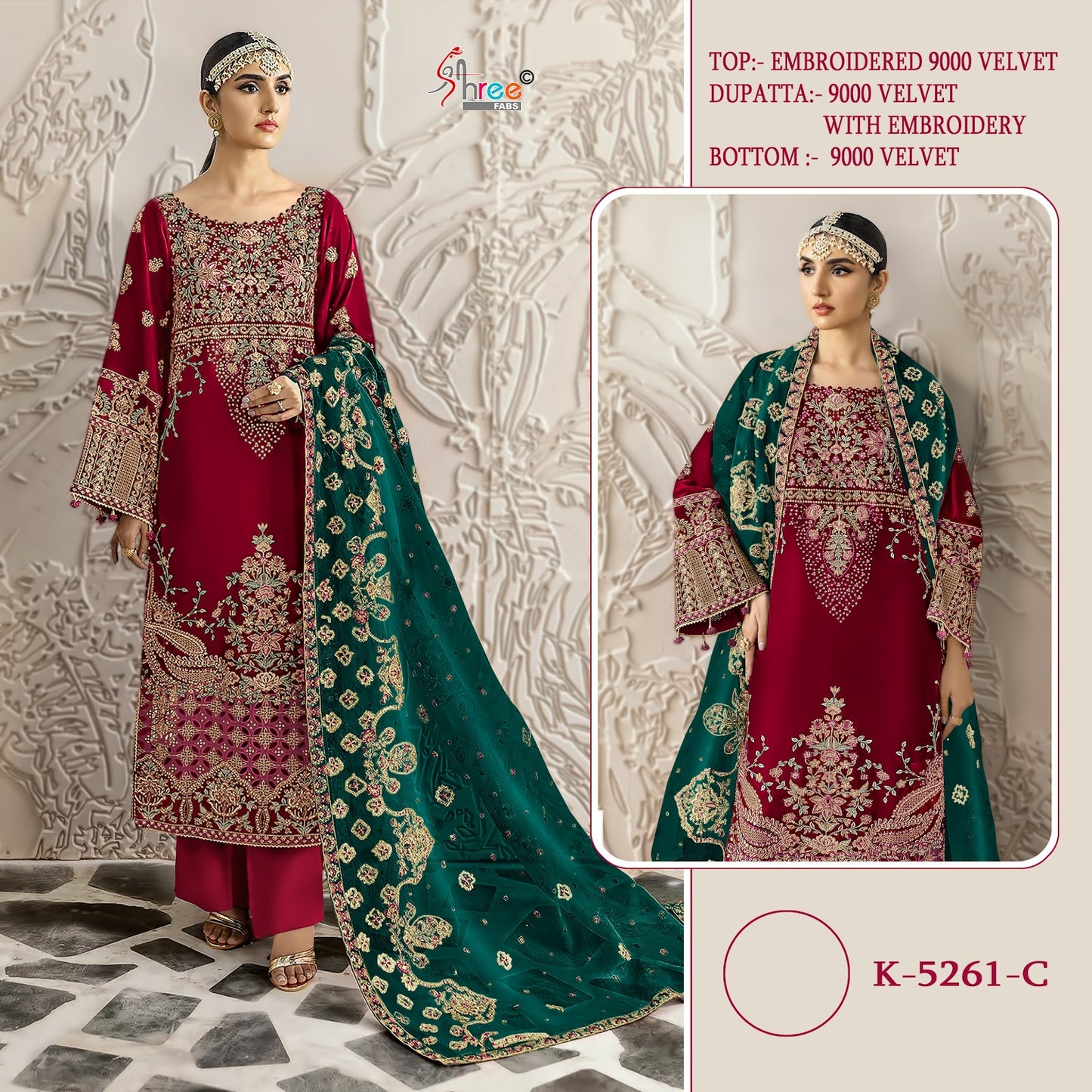 K 5261 Shree Fabs Velvet Suits Wholesale Rate