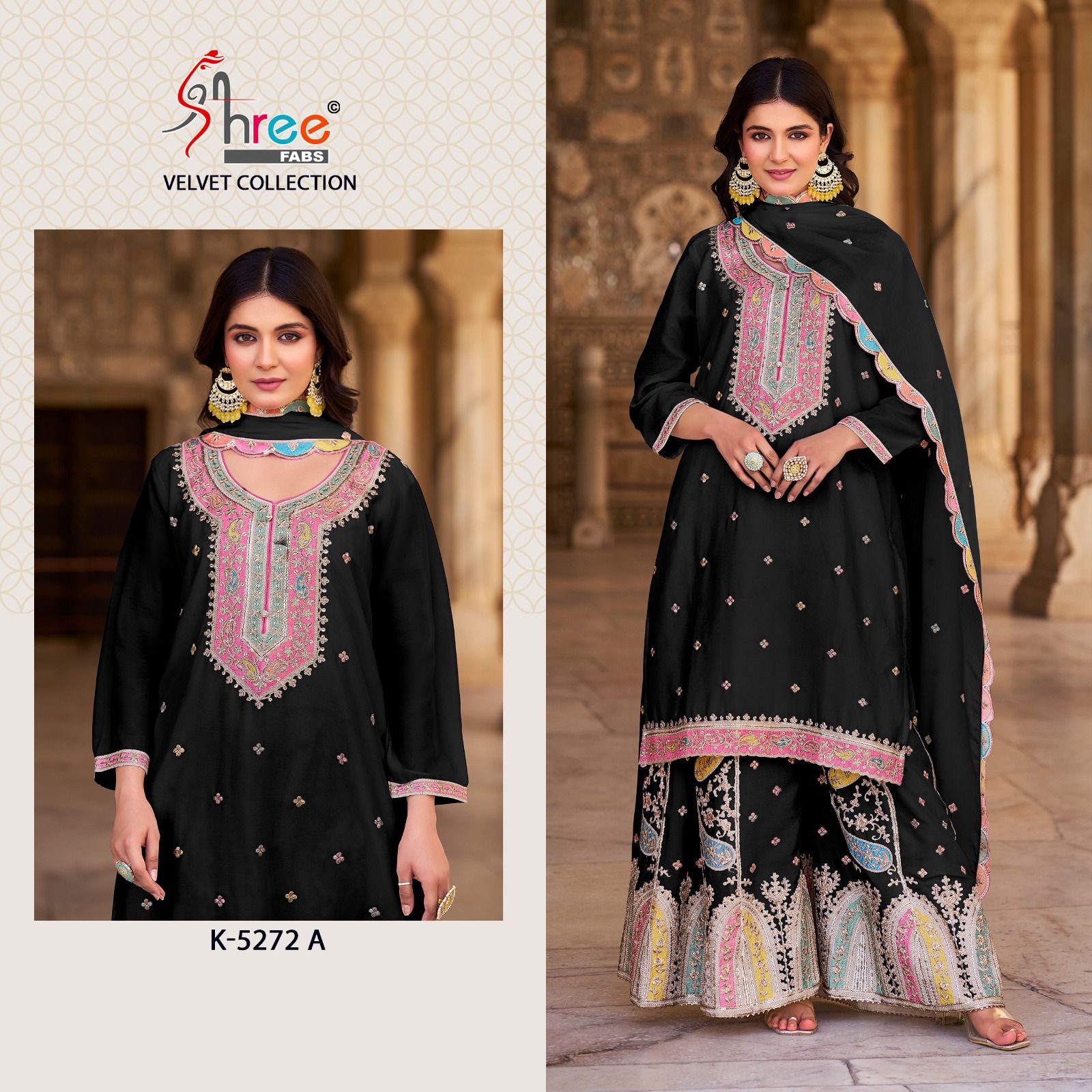 K 5272 Abc Shree Fabs Velvet Suits Wholesale Price