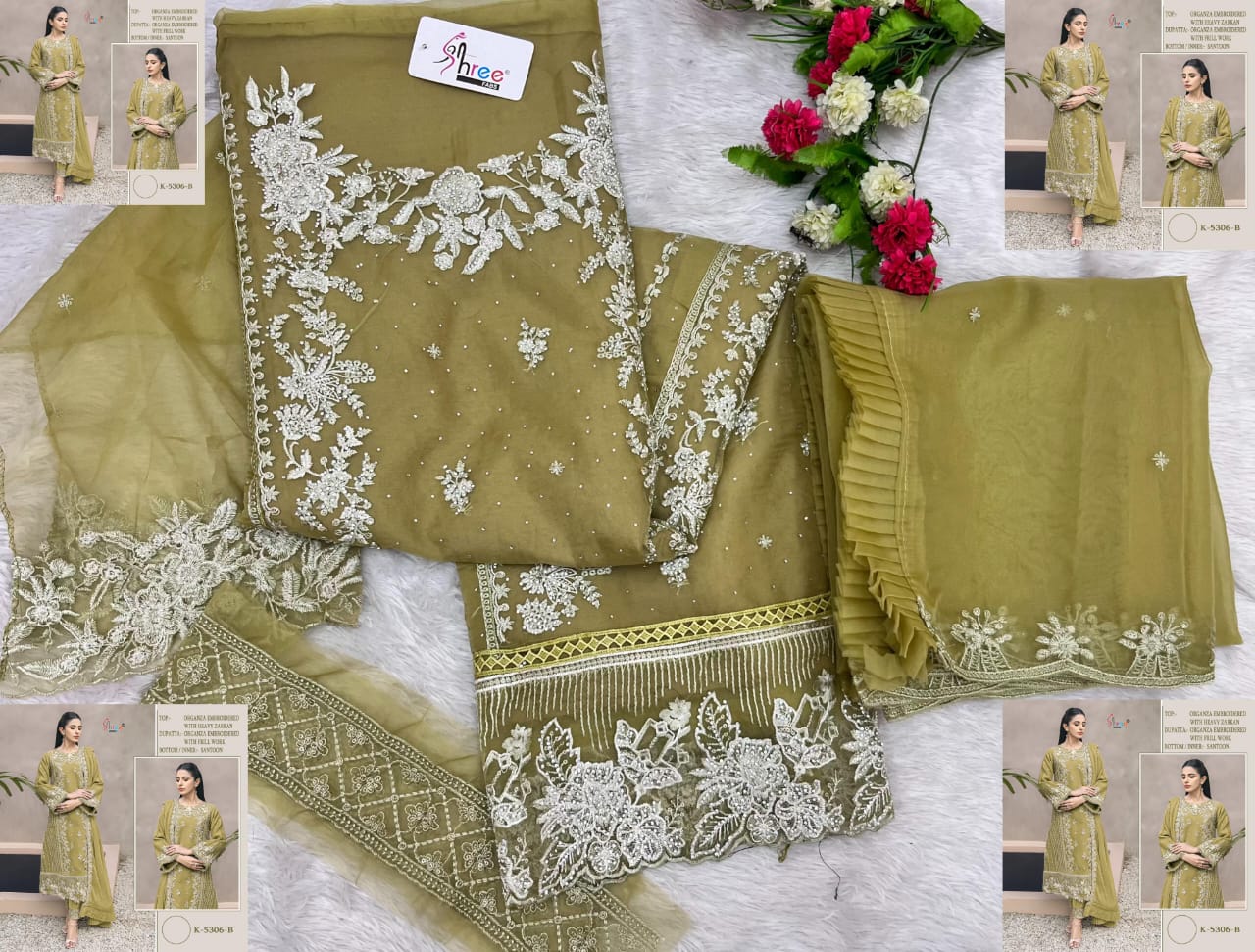 K 5306 Shree Fabs Organza Pakistani Salwar Suits Supplier Ahmedabad
