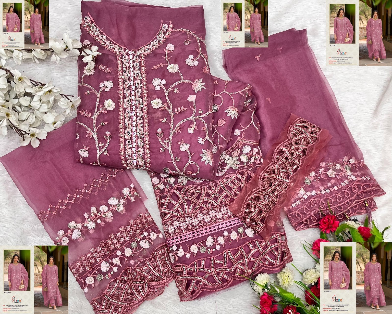 K 5390 Efgh Shree Fabs Organza Pakistani Salwar Suits Wholesale Price