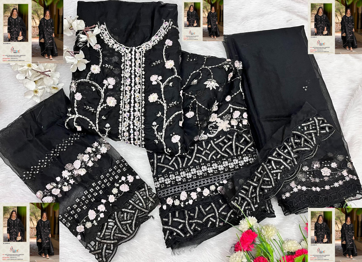 K 5390 Efgh Shree Fabs Organza Pakistani Salwar Suits Wholesale Price
