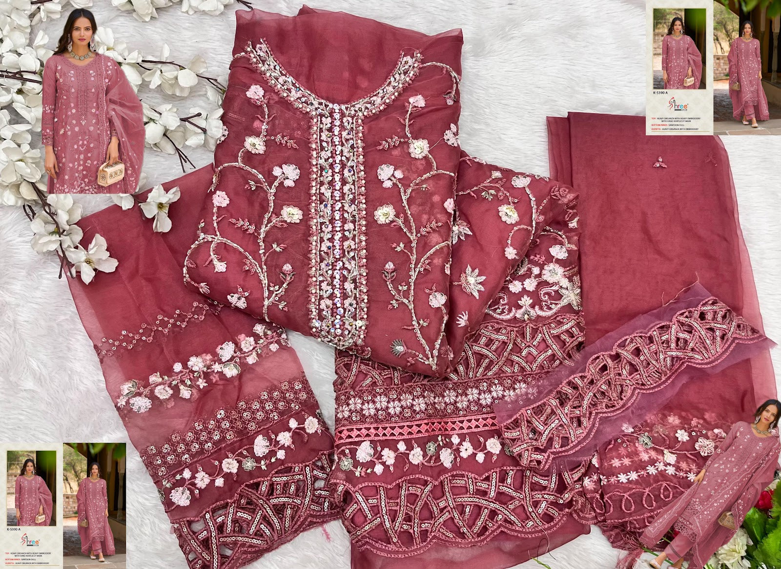 K 5390 Shree Fabs Organza Pakistani Salwar Suits Wholesaler Ahmedabad