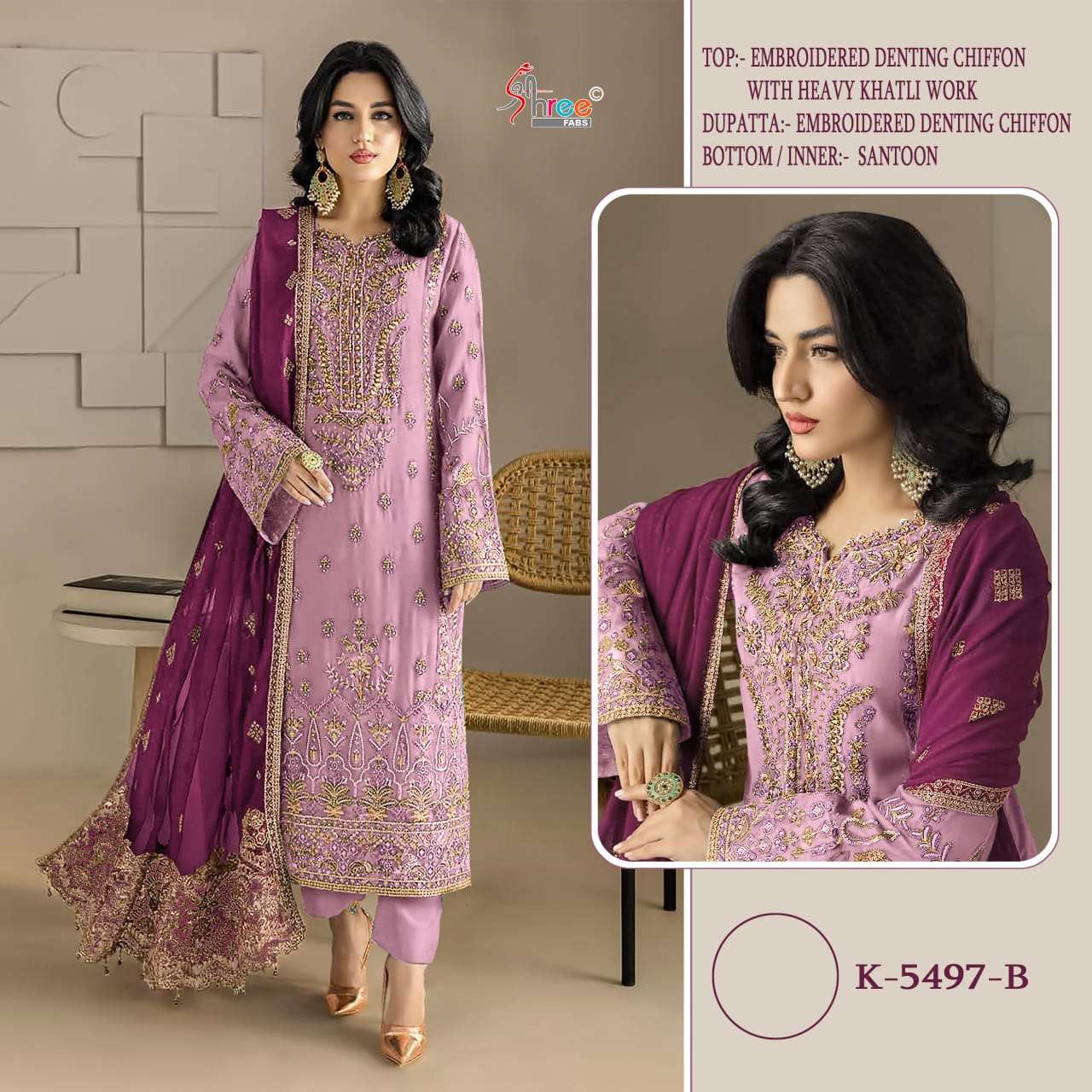 K 5497 Shree Fabs Chiffon Pakistani Salwar Suits Manufacturer