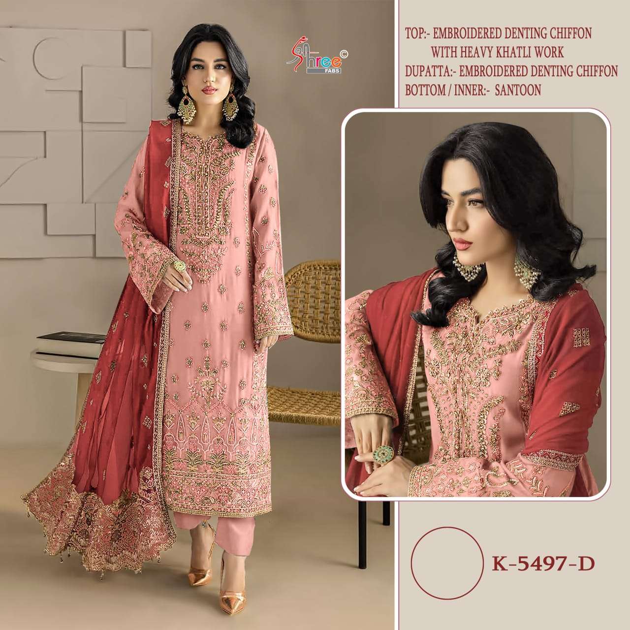 K 5497 Shree Fabs Chiffon Pakistani Salwar Suits Manufacturer
