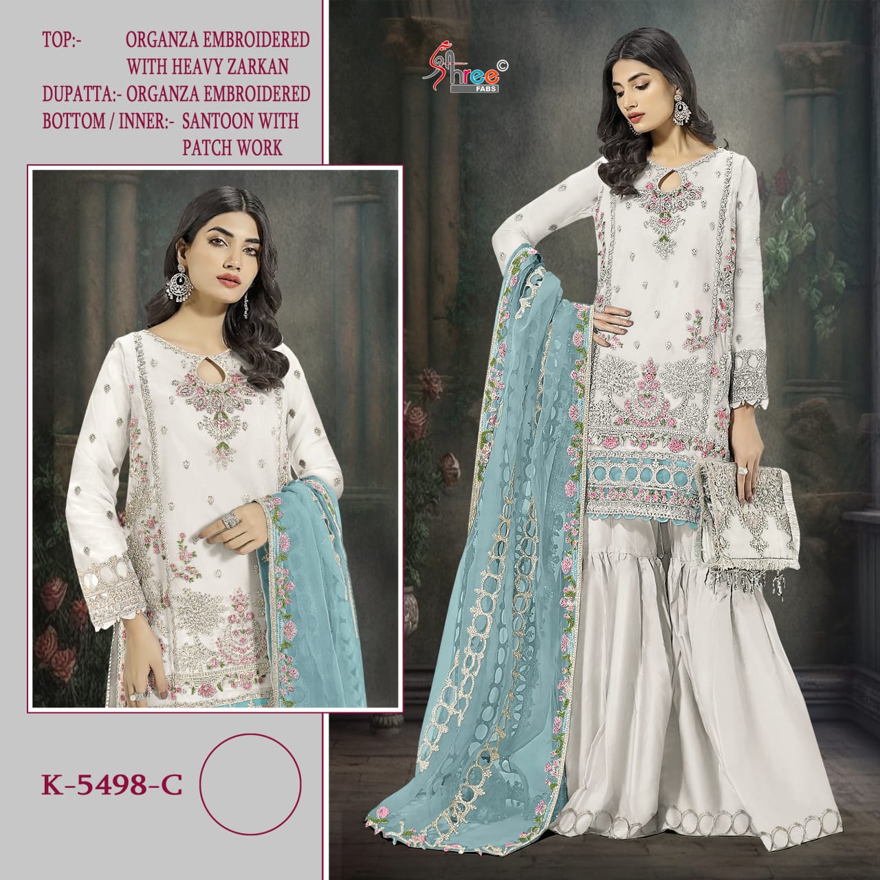 K 5498 Bcd Shree Fabs Organza Pakistani Salwar Suits Wholesaler Gujarat