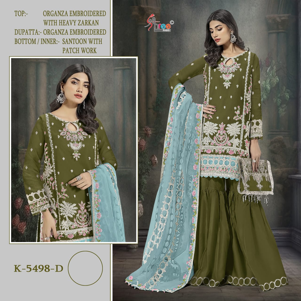 K 5498 Bcd Shree Fabs Organza Pakistani Salwar Suits Wholesaler Gujarat