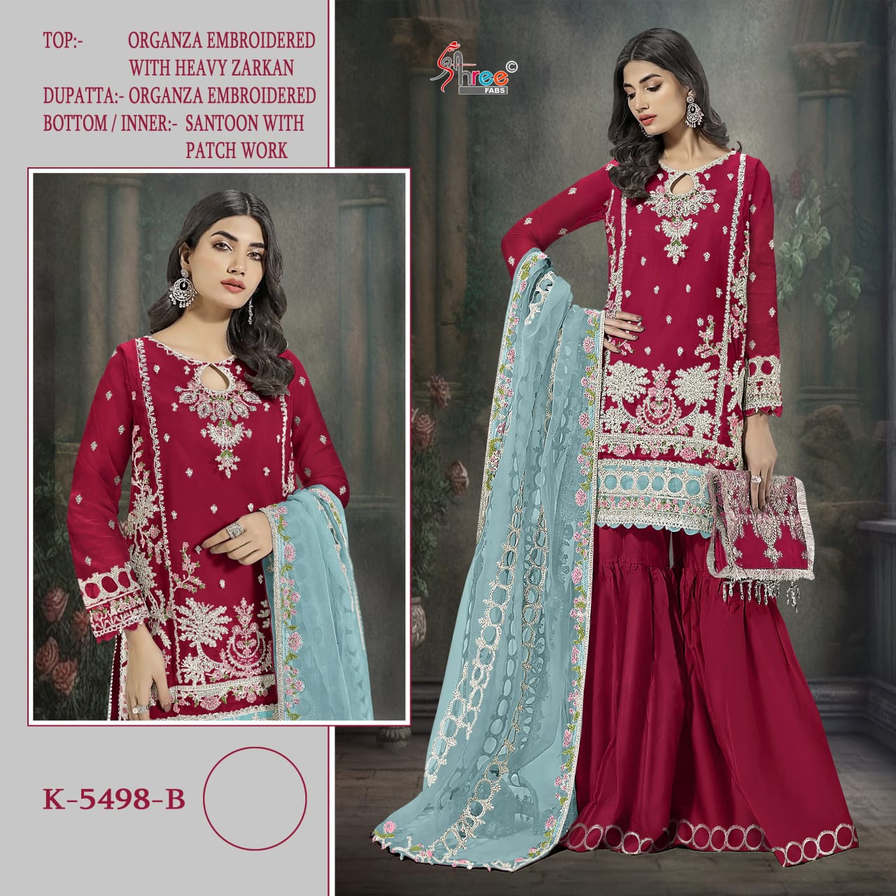 K 5498 Bcd Shree Fabs Organza Pakistani Salwar Suits Wholesaler Gujarat