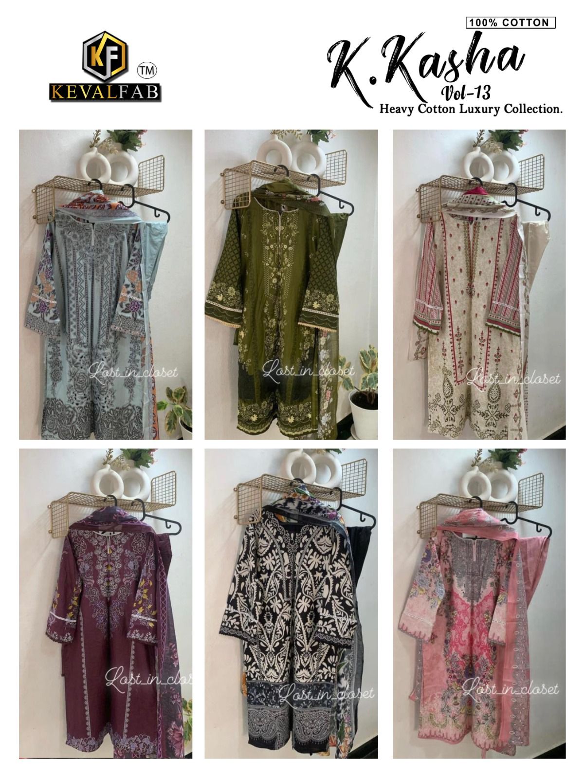 K Kasha Vol 13 Heavy Cotton Luxury Collection Keval Fab Karachi Readymade Suits Wholesaler Gujarat