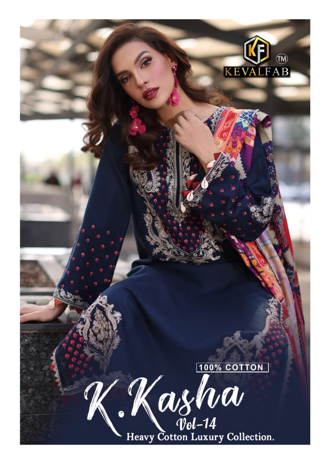 K Kasha Vol 14 Heavy Cotton Luxury Collection Keval Fab Karachi Salwar Suits Manufacturer Gujarat