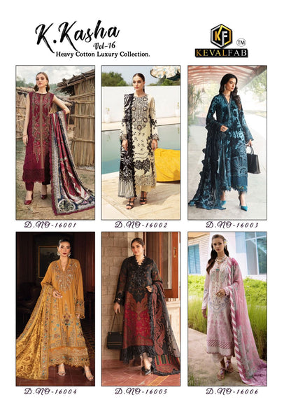 K Kasha Vol 16 Keval Fab Heavy Cotton Karachi Salwar Suits Supplier Gujarat