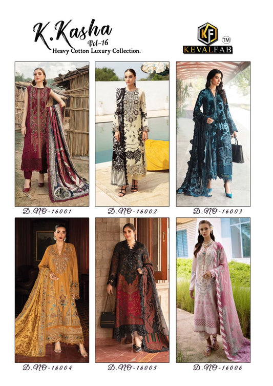 K Kasha Vol 16 Keval Fab Heavy Cotton Karachi Salwar Suits Supplier Gujarat