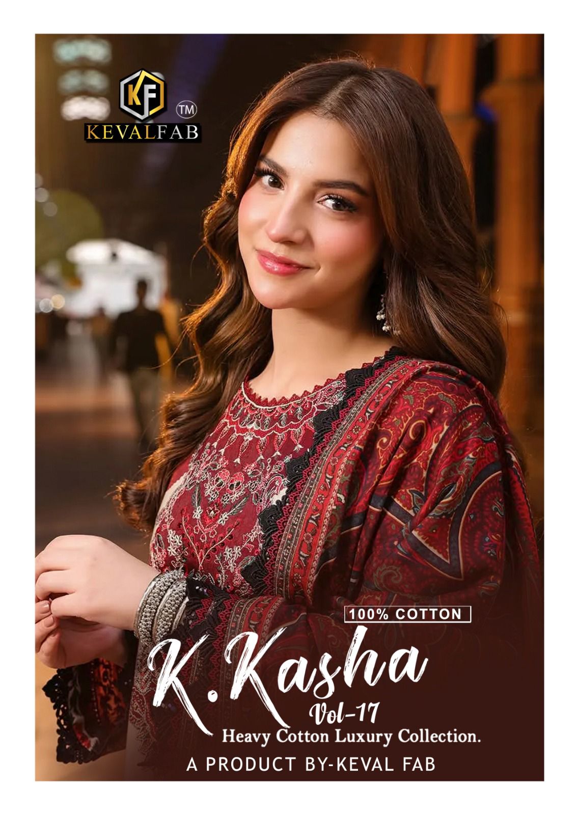 K Kasha Vol 17 Heavy Cotton Luxury Collection Keval Fab Karachi Salwar Suits Wholesale Rate