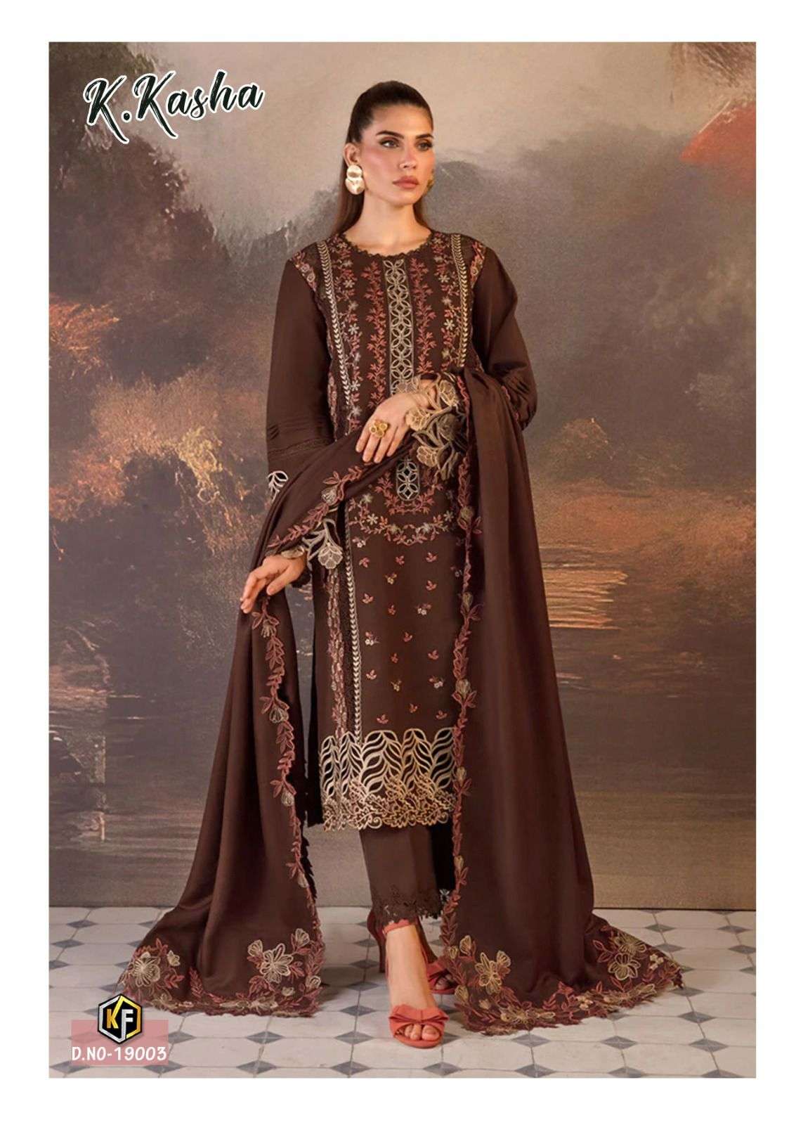 K Kasha Vol 19 Keval Fab Cotton Karachi Readymade Suits Exporter