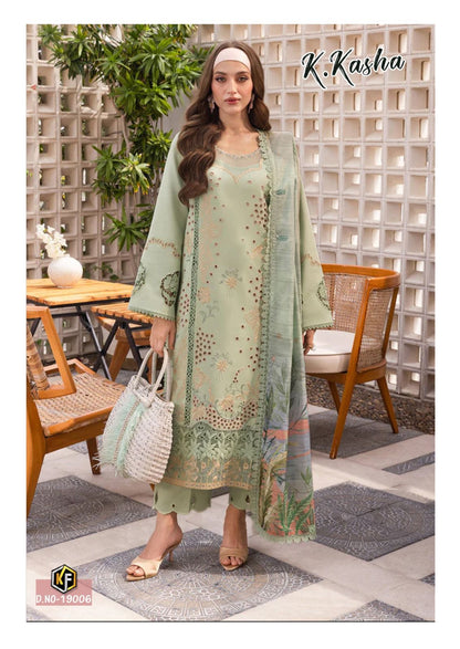 K Kasha Vol 19 Keval Fab Heavy Cotton Karachi Salwar Suits Wholesaler India