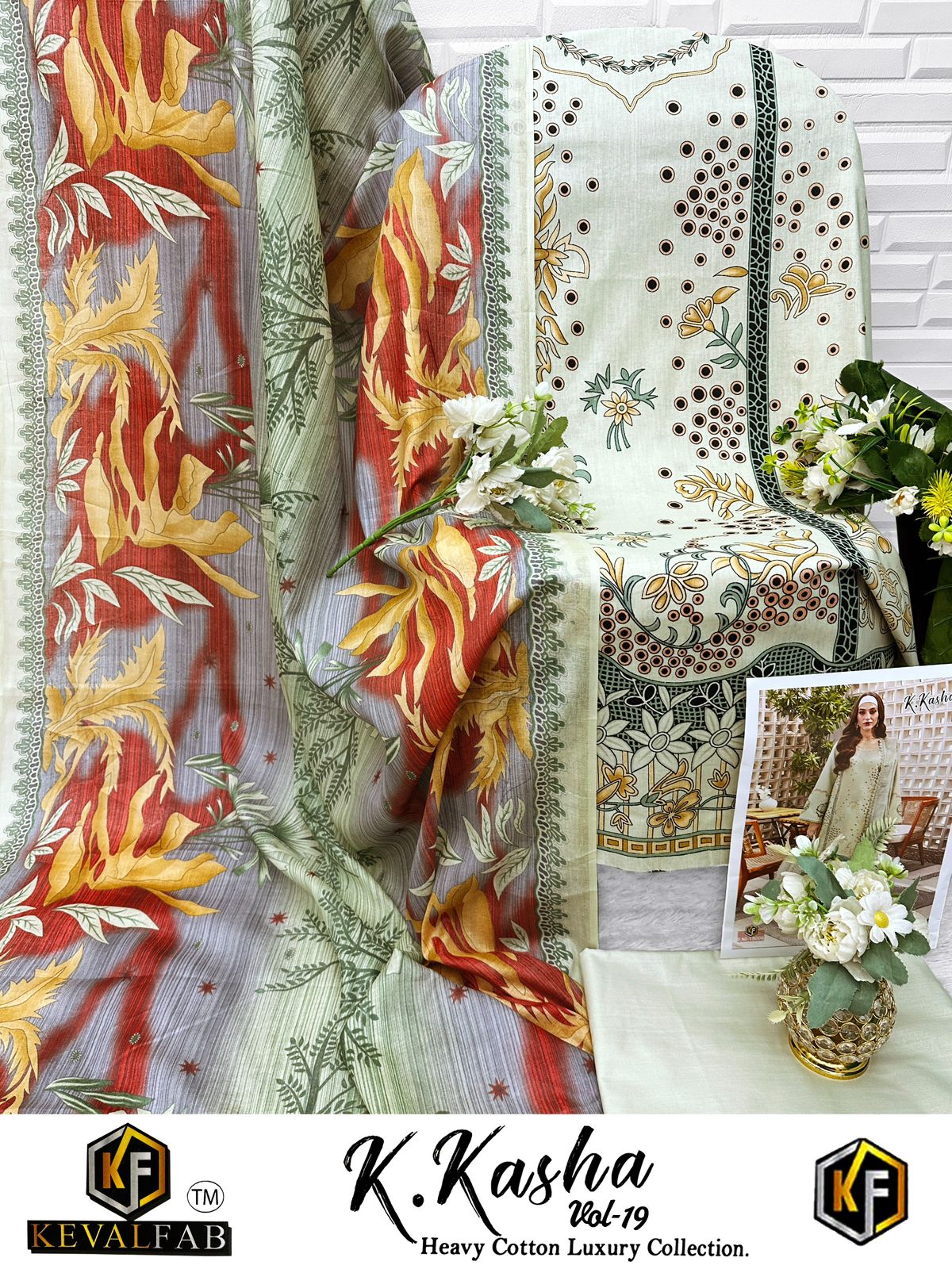 K Kasha Vol 19 Keval Fab Heavy Cotton Karachi Salwar Suits Wholesaler India