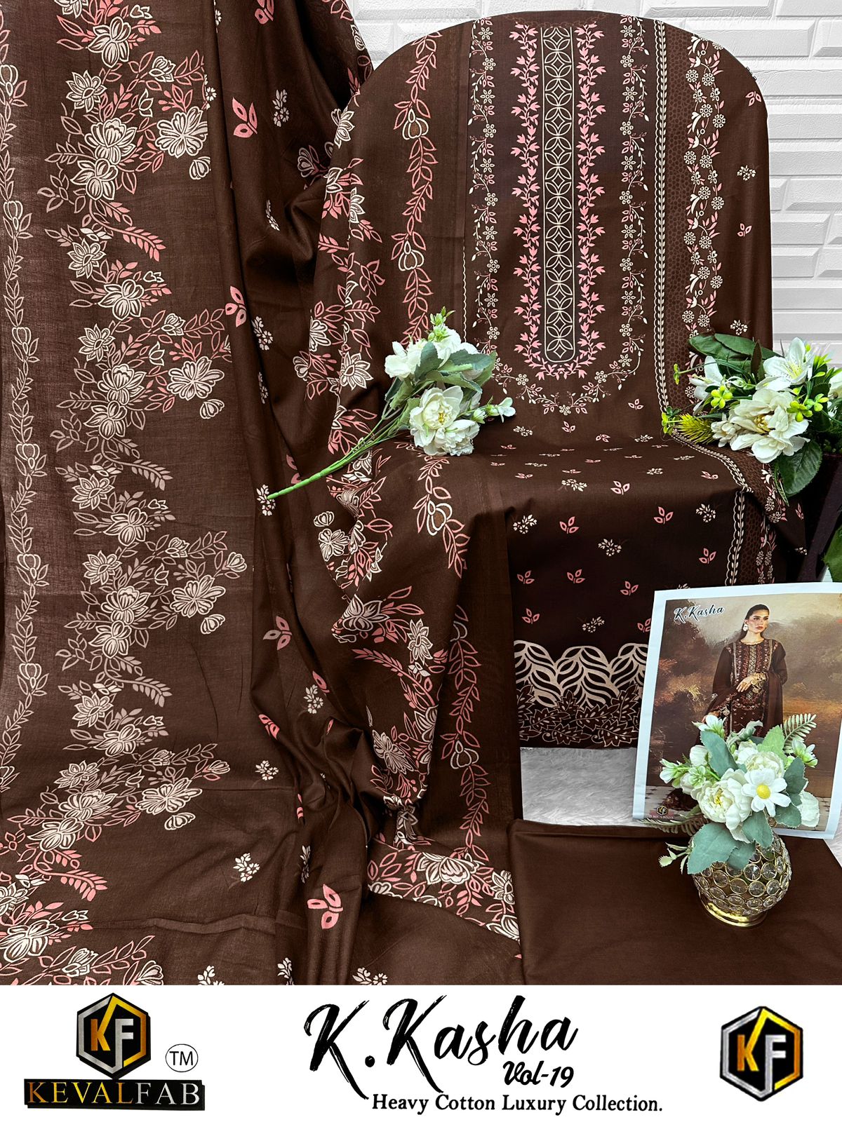 K Kasha Vol 19 Keval Fab Heavy Cotton Karachi Salwar Suits Wholesaler India