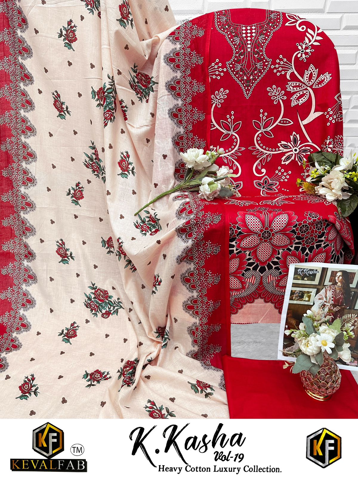 K Kasha Vol 19 Keval Fab Heavy Cotton Karachi Salwar Suits Wholesaler India