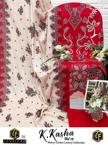 K Kasha Vol 19 Keval Fab Heavy Cotton Karachi Salwar Suits Wholesaler India