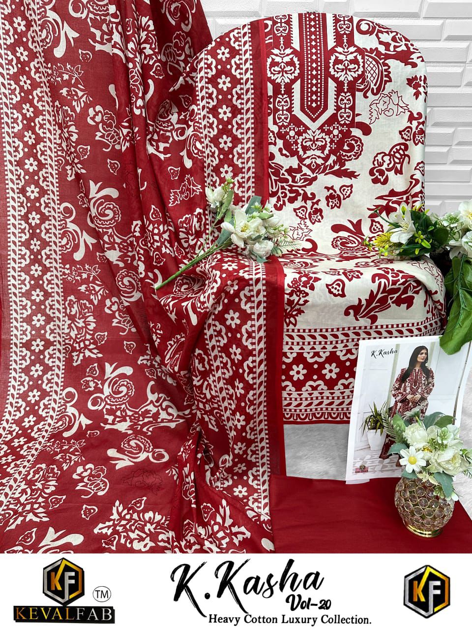 K Kasha Vol 20 Keval Fab Cotton Karachi Salwar Suits Wholesale Price