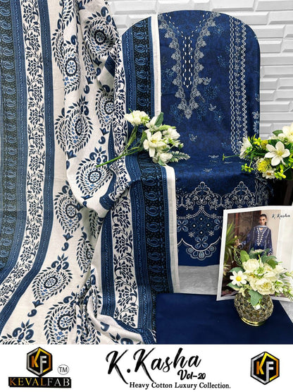 K Kasha Vol 20 Keval Fab Cotton Karachi Salwar Suits Wholesale Price