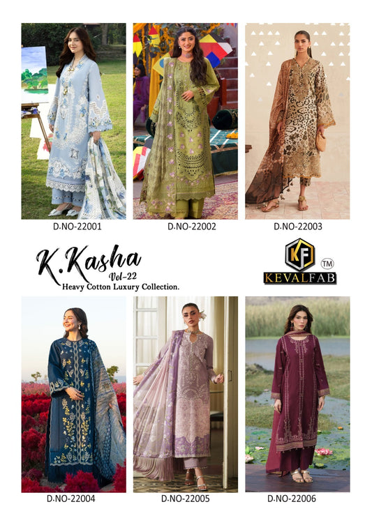 K Kasha Vol 22 Keval Fab Mix Cotton Karachi Salwar Suits Wholesale Price