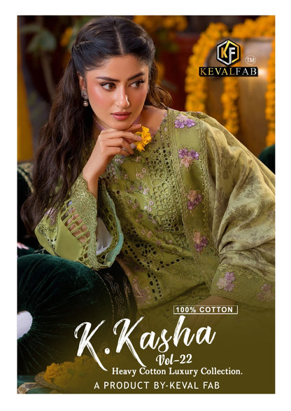 K Kasha Vol 22 Keval Fab Mix Cotton Karachi Salwar Suits Wholesale Price