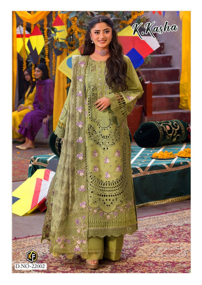 K Kasha Vol 22 Keval Fab Mix Cotton Karachi Salwar Suits Wholesale Price