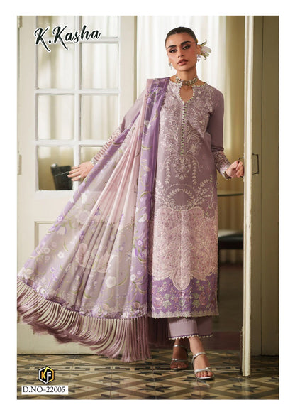 K Kasha Vol 22 Keval Fab Mix Cotton Karachi Salwar Suits Wholesale Price