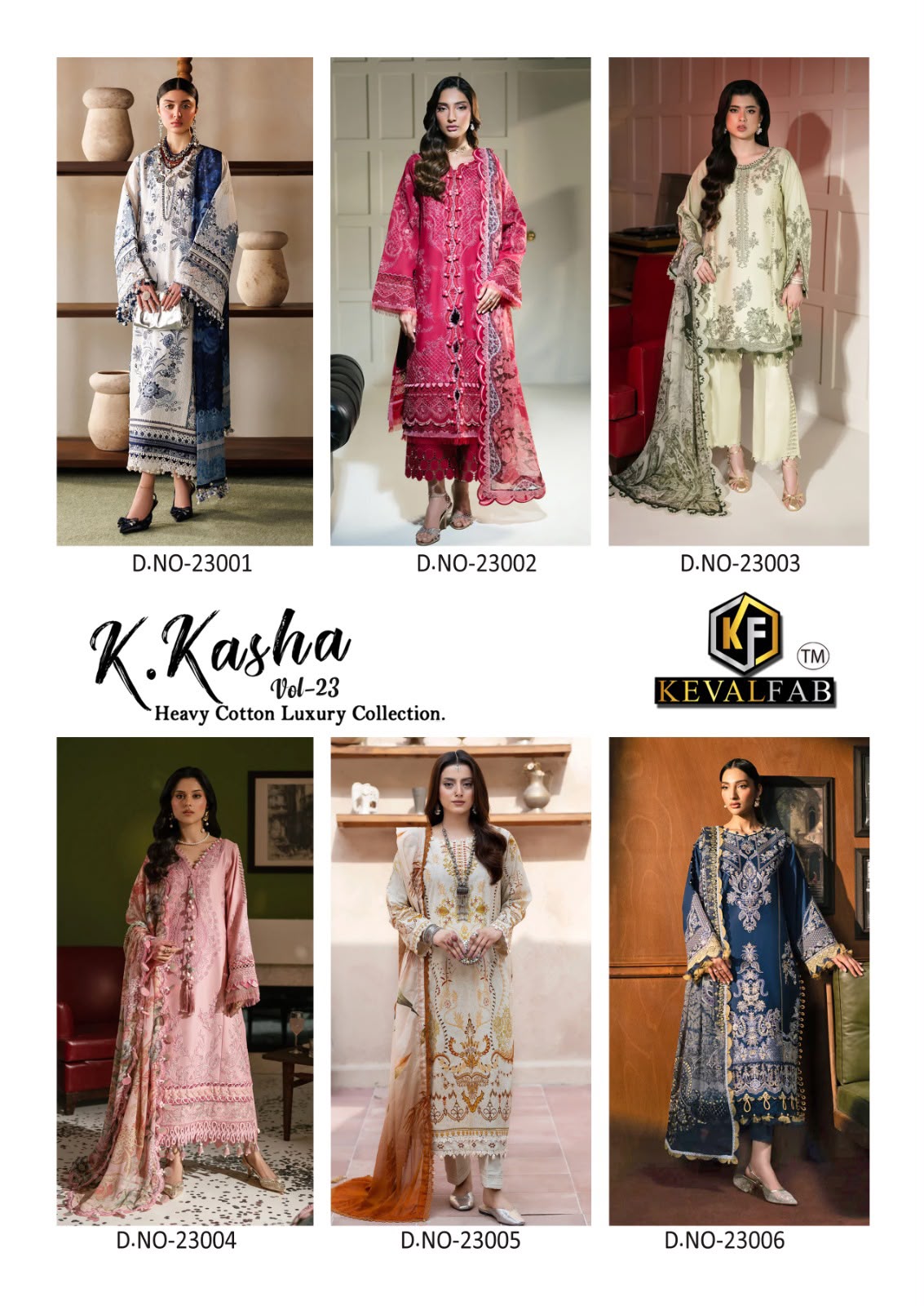 K Kasha Vol 23 Keval Fab Mix Cotton Karachi Salwar Suits Manufacturer Ahmedabad