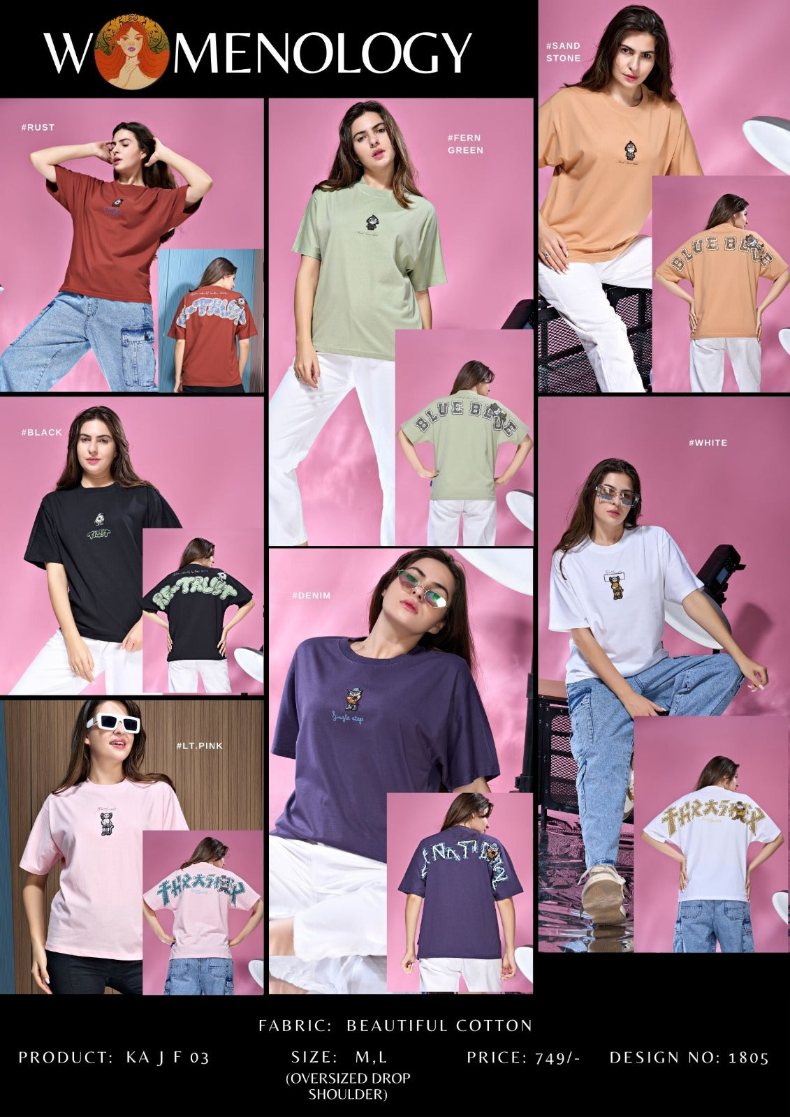 Ka J F 03 Womenology Cotton Women Oversized Tshirt Manufacturer